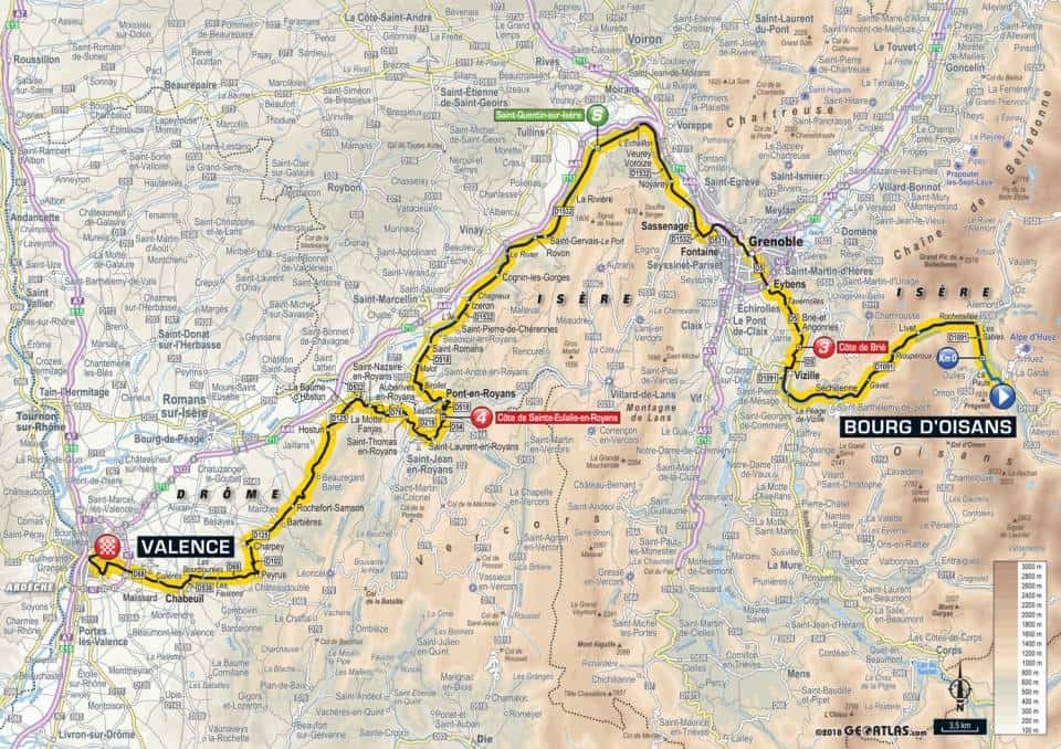 parcours du tour de france etape bourg d'oisans valence