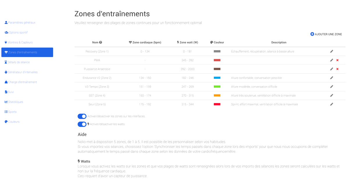 zone entrainement nolio