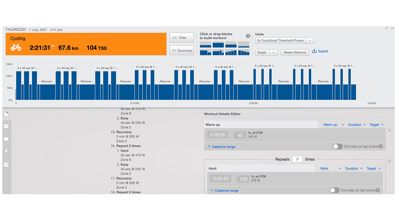 workout builder training peaks